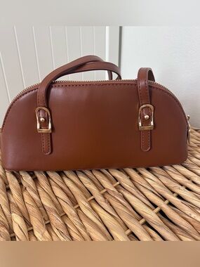 Madison West Chestnut Brown Mini Dome Satchel with Gold Hardware
